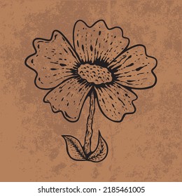 Dibujo gráfico de la línea de flores silvestres del doodle de la hoja botánica. Dibujo de la ilustración del vector dibujado a mano.
Esquema floral vintage. Adecuado para papel de pared, carteles, pegatinas,
medios sociales de contenido