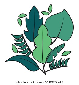 botanical leaf foliage arrangement on white background vector illustration