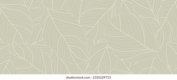 Vector de fondo de fondo de papel de fondo de la línea de la hoja botánica. Diseño de patrón follaje natural de lujo, con un diseño lineal minimalista y sencillo. Diseño para tela, impresión, portada, banner, invitación.