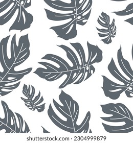 Botanical leaf seamless pattern design, Offset design and wallpaper ,Black and white design