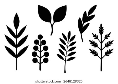 Botanical leaf silhouette vector set for nature design projects