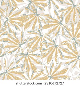 Botanical leaf textured pattern on white background. yellow,gray,cyan blue leaves vector pattern. Design for home decor, fabric, carpet, wrapping,Textile Printed Design Pattern.