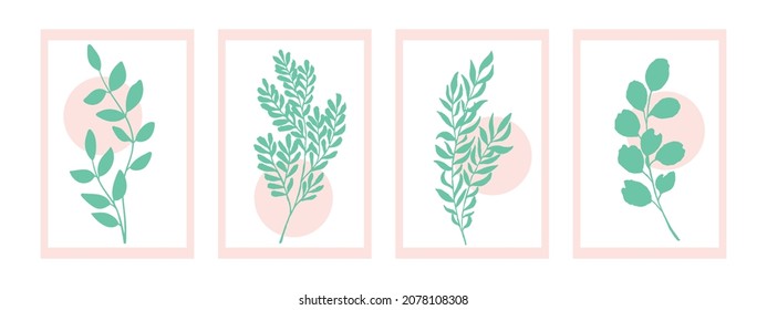 Botanical leaf vector design with color misty rose and medium aquamarine
