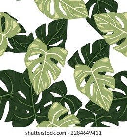 Botanical leaf wallpaper. Tropical pattern, palm leaves floral background. Abstract exotic plant seamless pattern. Design for fabric, textile print, wrapping, cover. Vector illustration