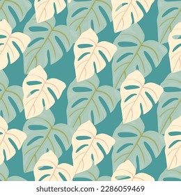 Papel tapiz de hojas botánicas. Patrón tropical, hojas de palma fondo floral. Resumen del patrón de planta exótica sin soldadura. Diseño para tela, impresión textil, envoltura, cubierta. Ilustración del vector