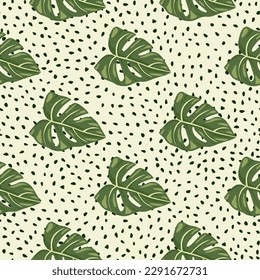 Botanical leaf wallpaper. Tropical pattern, palm leaves floral background. Abstract exotic plant seamless pattern. Design for fabric, textile print, wrapping, cover. Vector illustration