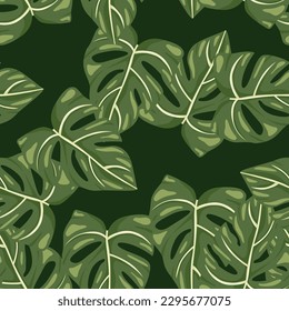 Botanical leaf wallpaper. Tropical pattern, palm leaves floral background. Abstract exotic plant seamless pattern. Design for fabric, textile print, wrapping, cover. Vector illustration