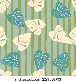 Botanische Tapete. Tropisches Muster, floraler Hintergrund der Palmen. Abstrakte exotische Pflanzen nahtlos Muster. Design für Stoff, Stoffdruck, Umhüllung, Abdeckung. Vektorgrafik