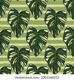 Botanical leaf wallpaper. Tropical pattern, palm leaves floral background. Abstract exotic plant seamless pattern. Design for fabric, textile print, wrapping, cover. Vector illustration