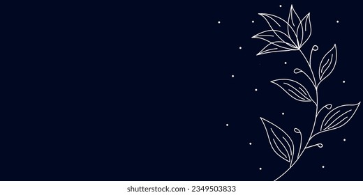 Botanical leaves and flowers with rounded element background. Abstract minimal background.