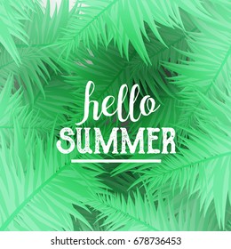Botanical Leaves Hello Summer Background