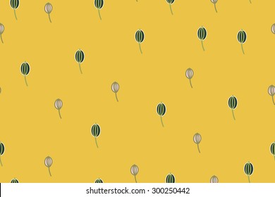 Botanical leaves on oyster yellow background vector seamless pattern