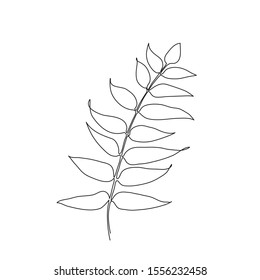 Botanical Leaves One Line Drawing Hand Stock Vector (Royalty Free ...