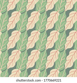 Botanical leaves seamless pattern. Green foliage endless wallpaper. . Vector illustration. Decorative backdrop for fabric design, textile print, wrapping, cover.