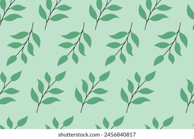 Botanical leaves seamless pattern. Natural hand drawn pattern design with leaves, branches. Summer background for fabric, print, cover, banner, wallpaper, textile, 