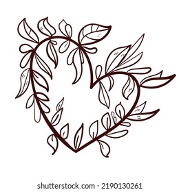 Botanical leaves set. Vector nature icon. Doodle illustration on white background.