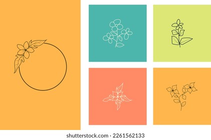 Botanical leaves Silhouette, Botanical Clipart, Digital File