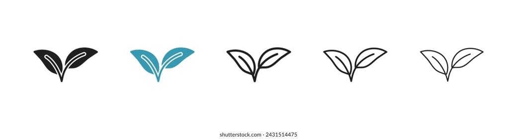 Botanical Leaves Vector Icon Set. Natural Foliage Vector Symbol for UI Design.