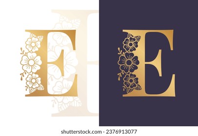Botanischer Letter E Monogram, florales Alphabet Logo-Design