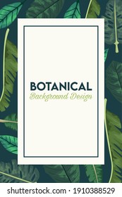 botanical lettering in poster with leafs in rectangle frame vector illustration design