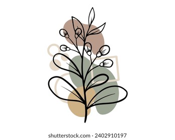 Botanical Line Art Abstract Flower Illustration