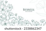 Botanical Line Art Background, Botanical Background, Leaves and Flower Background