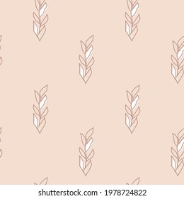 Botanical line art seamless pattern. Vector illustration.