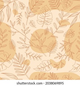 botanical line art theme seamless pattern
