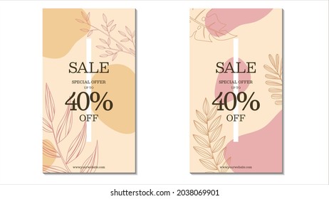 botanical line art theme social media story
