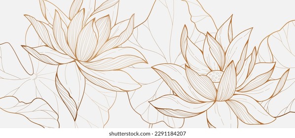 Botanical line bakground with flowers and leaves. Floral foliage for wedding invitation, wall art or card template. Vector illustration. Luxury rustic trendy art