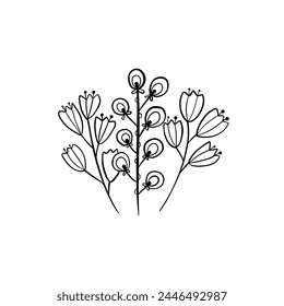 Botanical linear leaf. Abstract minimalist leaves collection, creative herbal art. Vector illustration
