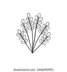 Botanical linear leaf. Abstract minimalist leaves collection, creative herbal art. Vector illustration