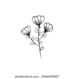 Botanical linear leaf. Abstract minimalist leaves collection, creative herbal art. Vector illustration