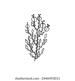 Botanical linear leaf. Abstract minimalist leaves collection, creative herbal art. Vector illustration