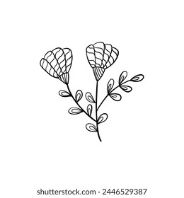 Botanical linear leaf. Abstract minimalist leaves collection, creative herbal art. Vector illustration
