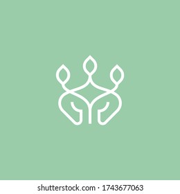 botanical logo, abstract letter m logo design, yoga logo design