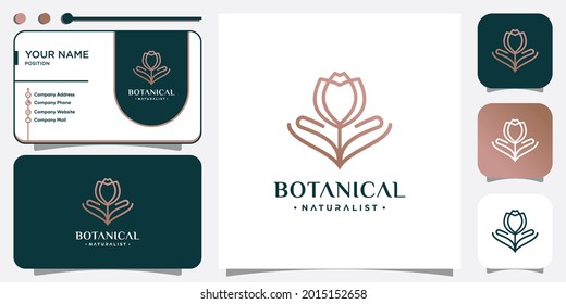 Botanical logo with creative flower concept Premium Vector