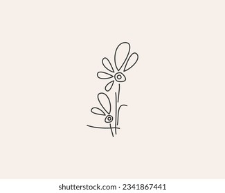 Botanical logo design concept in line art style.  