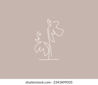 Botanical logo design concept in line art style.