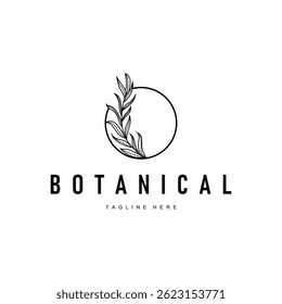 botanical logo design concept simple line template illustration symbol of natural power elegant suitable as a symbol or decoration 