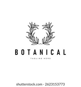 botanical logo design concept simple line template illustration symbol of natural power elegant suitable as a symbol or decoration 