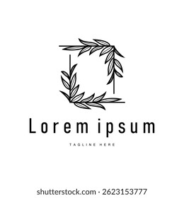 botanical logo design concept simple line template illustration symbol of natural power elegant suitable as a symbol or decoration 