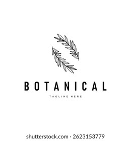 botanical logo design concept simple line template illustration symbol of natural power elegant suitable as a symbol or decoration 