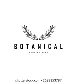 botanical logo design concept simple line template illustration symbol of natural power elegant suitable as a symbol or decoration 