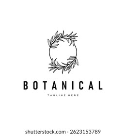 botanical logo design concept simple line template illustration symbol of natural power elegant suitable as a symbol or decoration 