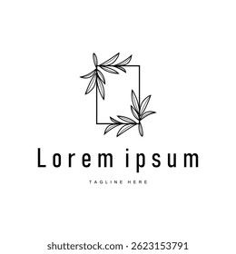 botanical logo design concept simple line template illustration symbol of natural power elegant suitable as a symbol or decoration 