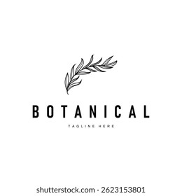 botanical logo design concept simple line template illustration symbol of natural power elegant suitable as a symbol or decoration 