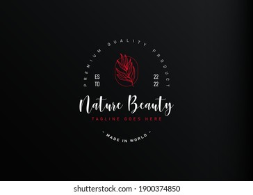 Botanical logo design inspiration. Vector illustration of elegant botanical feminine hand drawing. Modern vintage icon design template with line art style.