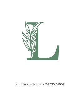 Botanical logo design letter vector with creative flower concept