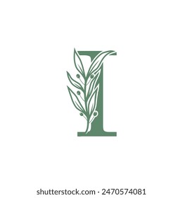 Botanical logo design letter vector with creative flower concept